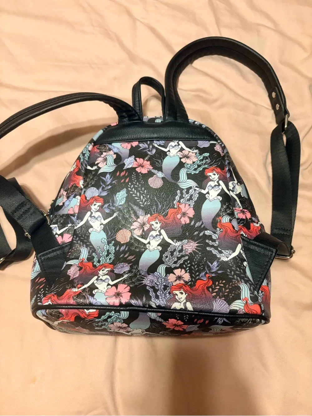Disney Loungefly Black Ariel Print Mini Backpack